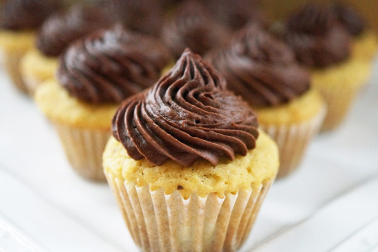 Mini Vanilla Bean and Chocolate Filled Cupcakes