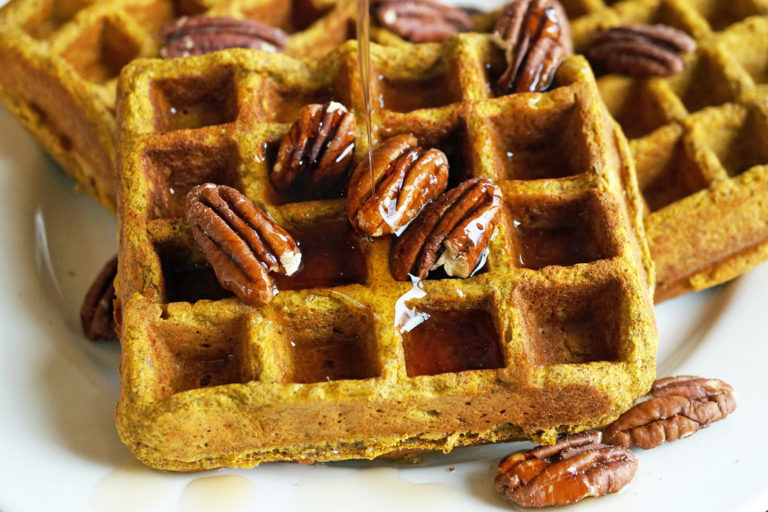 Spiced Pumpkin and Pecan Waffles